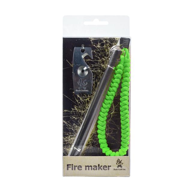 【ネコポス・送料半額】 Bush Craft  [ メタルマッチ：ファイヤーメーカー ストライカー付 セーフティーグリーン 限定版 @6300] ブッシュクラフト 焚火の通販は
