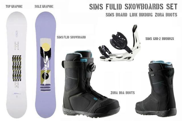SIMS SNOWBOARDS [ シムス FLUID ウーメンズ スノーボード 3点セット @125000]【送料無料】【正規代理店商品】_1