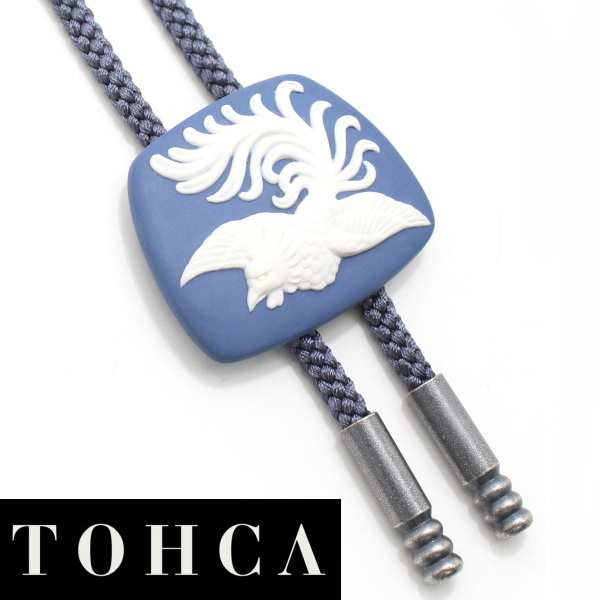 【陶華・TOHCA】【取寄品】台形・鳳凰フェニックス・ブルーのループタイ(ポーラー・タイ)