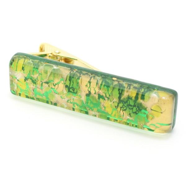 ムラーノ・ベネチアンガラス・ゴールド×グリーン・ビッグのタイピン（ネクタイピン）の通販は