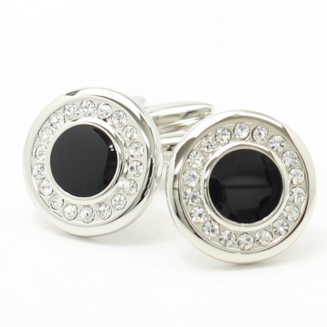 カフスボタン 黒とクリスタルの壮麗なカフスボタンの通販は 5,643円