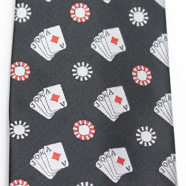 黒 気分はカジノディーラー ポーカー トランプ チップの刺繍柄面白ネクタイの通販はau Pay マーケット カフスマニア