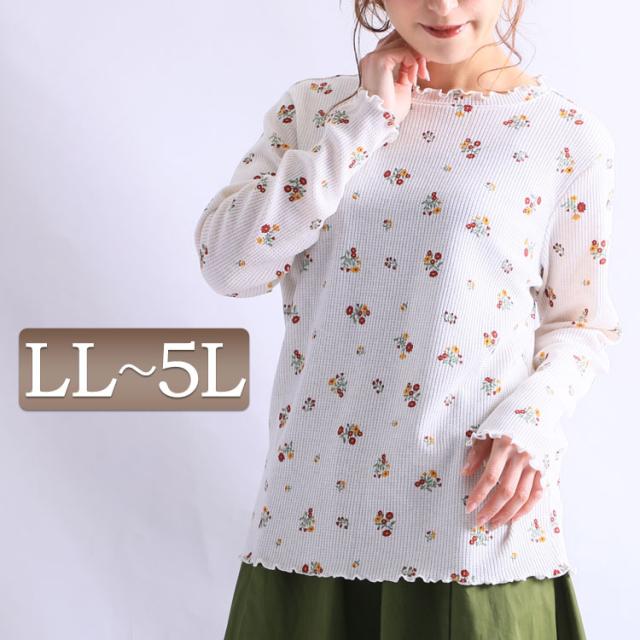 秋新作 ボリューム袖にトキメク 小花柄ワッフルカットソー 大きいサイズ レディース トップス カットソー ワッフルカットソー ワッフルの通販はau Pay マーケット レディース問屋館m L Ll 3l 4l 5l