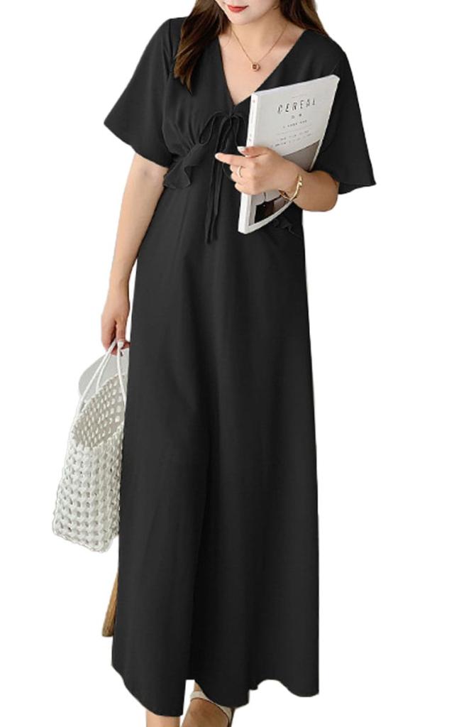 夏新作 大きいサイズレディース ワンピース フリルデザインワンピース ワンピ ロングワンピース フリルワンピース Vネックワンピース ロの通販はau Pay マーケット レディース問屋館m L Ll 3l 4l 5l