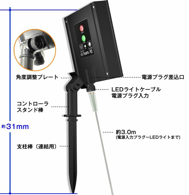 8個セット 200球 20M イルミネーション ソーラー 屋外 リモコン付き イルミネーションライト クリスマス クリスマスライト ハロウィン 造形 装飾 飾り付け ソーラーライト ジュエリーライト LED 高輝度 ワイヤーライト (ASH-SOR-M-200L)【沖縄県除き送料無料】