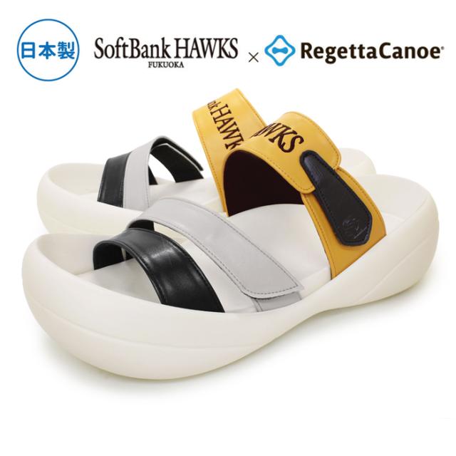 リゲッタ サンダル ホークス 福岡 ソフトバンクホークス メンズ リゲッタカヌー D-BCBF5137SH1-DS【送料無料】12球団 コラボ企画 数量限定 日本製 高級サンダル 厚底 疲れにくい 履きやすいサンダル ビッグフット カバーサンダル オリジナルシューズBOX入り agesugi_sfa