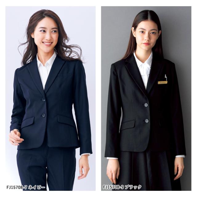 事務服 ジャケット レディース 制服 nuovo 秋冬 春 FOLK【送料無料】黒 紺 ブラック 医療事務 受付 接客 冠婚葬祭 営業 結婚式 エステ サロン セレモニー クリニック オフィス フォーマル スーツ 長袖 大きいサイズ 上着 ストレッチ おうちで洗える_1