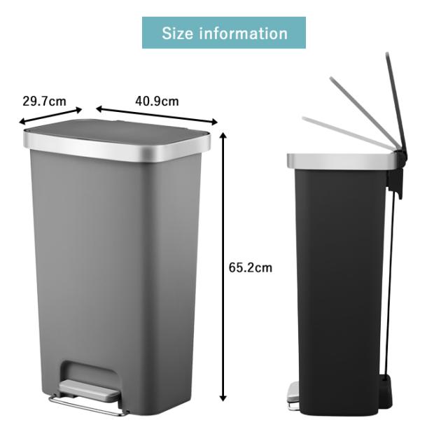 ゴミ箱 EKO 45リットル ハナプラスチックステップビン 45L EK6266-23-17-30 【送料無料】ふた付き おしゃれ スリム ごみばこ 分別 ステップ式 ペダル式 キャスター付 フタがゆっくり静かに閉まるソフトクローズ機能 1年保証 EKO JAPAN 正規代理店_5
