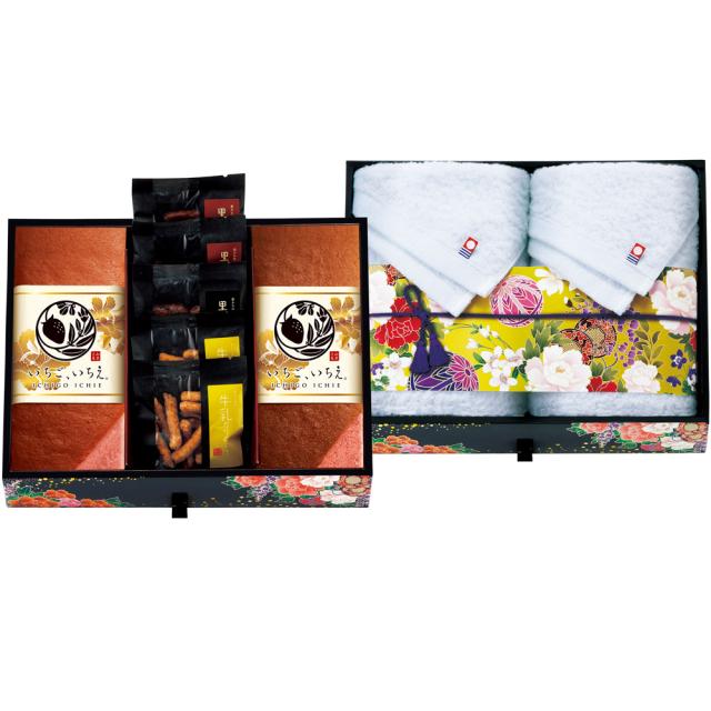 ミニたんす御進物 いちご、いちえ。 かすてぃら＆今治産たおる CGKF-HF3 B132-021 ラッピング無料 のし無料 メッセージカード無料 ギフト 詰め合わせ ギフトセット 内祝い 和菓子 今治タオル ギフトセット 快気祝 贈答用 贈り物 A31【沖縄県除き送料無料】