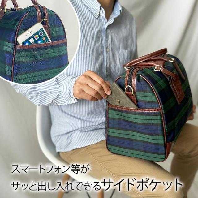 特典付き ボストン バッグ 日本製 豊岡 メンズ レディース 2WAY CACCIATORE ボストンバッグ (hi-31136-DS)【沖縄県除き送料無料】 ショルダー 手提げ 旅行 出張 1泊 大容量 収納 ナイロン 軽量 軽い 高級感 チェック柄 おしゃれ カジュアル 鞄 [ポイント10倍] agesugi_sfa_11