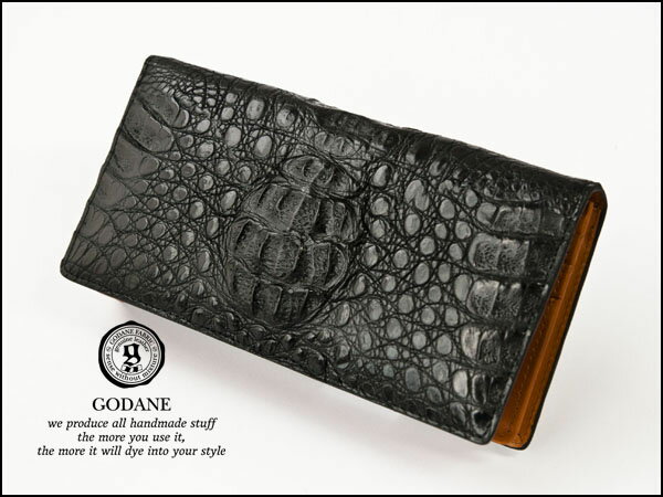 ゴダン GODANE spcw8008cc BK カイマン クロコ長財布の通販は 26,129円
