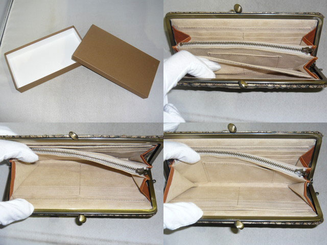 Viadoan ヴィアドアン ヘビ革 牛革 アンティークパイソン がま口長財布