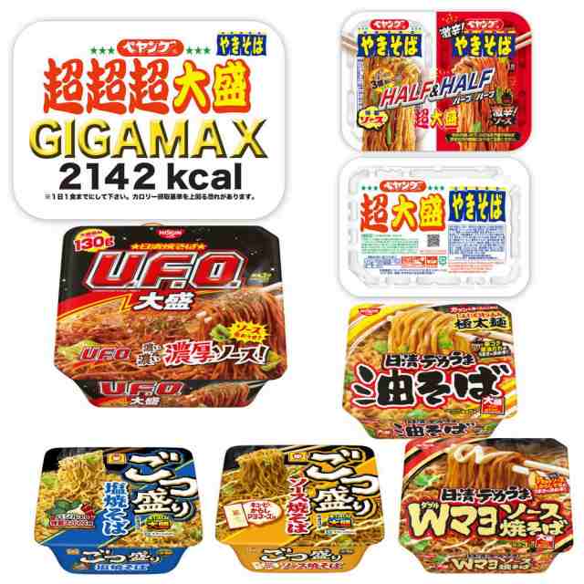 株式会社広島屋　焼きそばを詰め合わせた　日清食品　UFO　ペヤング　新着　PAY　東洋水産　ギガマックス　マーケット　大盛　セットの通販はau　超大盛　PAY　ごつ盛り　デカうま　au　8個　マーケット－通販サイト