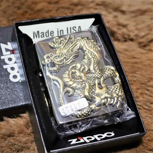 限定ZIPPO ジッポ 重厚 両面ドラゴン 黒 龍 竜 金 限定モデル 人気