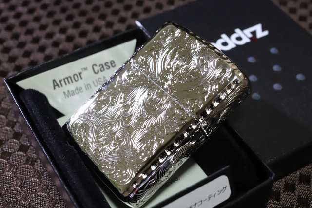 ZIPPO】５面アーマーアラベスク・プラチナコーティング◇重厚なArmor