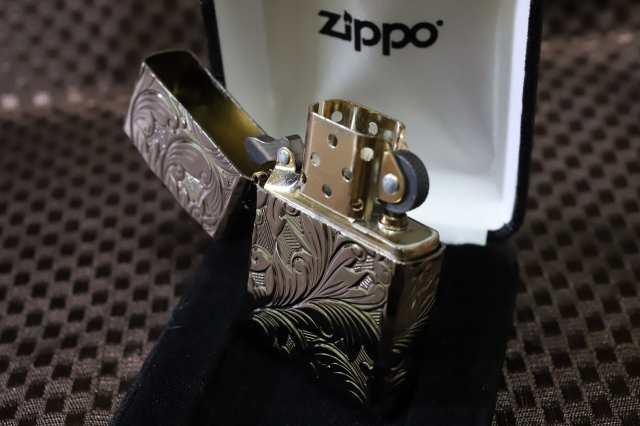 Armor ZIPPO 重厚アーマー 5面 リーフ LEAF シルバー チタンコーティング 人気 Zippo 深彫り アーマージッポ 銀 かっこいい  金タンク 5NC