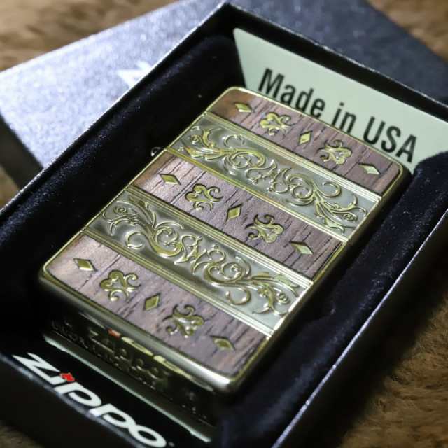 【アンティークZIPPO】ベネチアンウッド 真鍮古美いぶし 両面加工 ライター 人気 おしゃれ 売れ筋 おすすめ 木製ジッポ クラシック ライ｜au  PAY マーケット