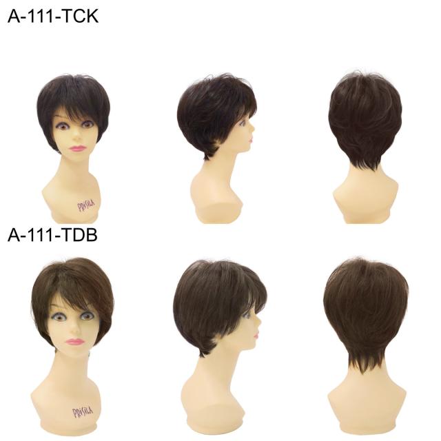 [バレないウィッグ]プリシラ オールミセスミニマムショート A-111-TDB #耐熱ダークブラウン [送料無料] (6057694)[医療用 フルウィッグ つむじ 人工スキン かつら 和装 シニア 白髪隠し 自然 簡単 お手軽 初心者向け 金属不使用 締め付けない]_1