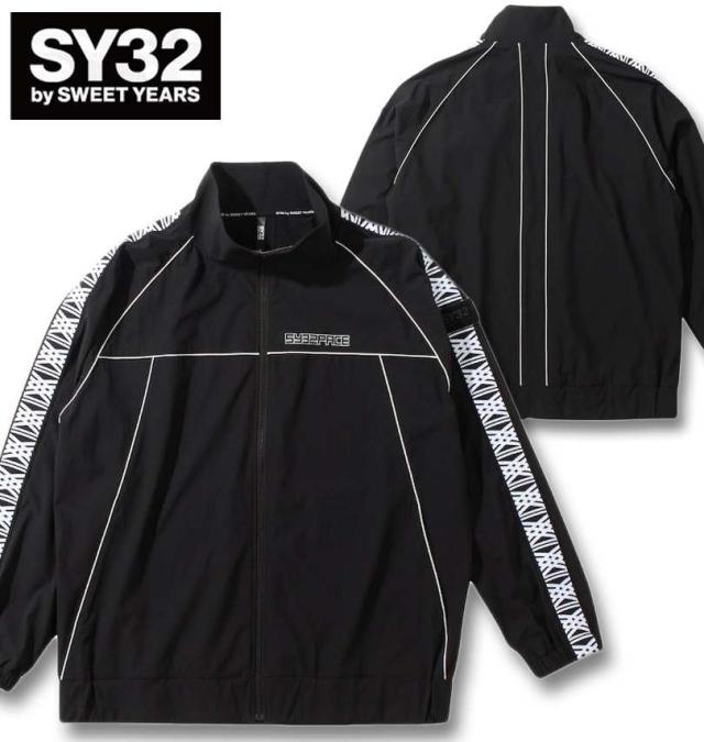 大きいサイズ SY32 by SWEET YEARS パイピング ナイロン トラックジャケット ブラック 3L 4L 5L 6L/1273-4355-2-200