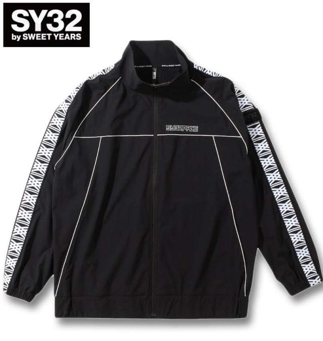 大きいサイズ SY32 by SWEET YEARS パイピング ナイロン トラックジャケット ブラック 3L 4L 5L 6L/1273-4355-2-200
