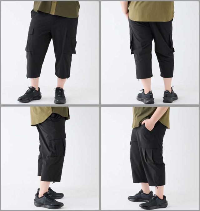 大きいサイズ Coleman ナイロンストレッチ クライミング クロップドパンツ ブラック 3L 4L 5L 6L 7L 8L/1274-4530-2-100