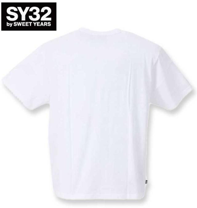 大きいサイズ SY32 by SWEET YEARS スラッシュビッグロゴ半袖Tシャツ ホワイト 3L 4L 5L 6L/1278-3500-1-100