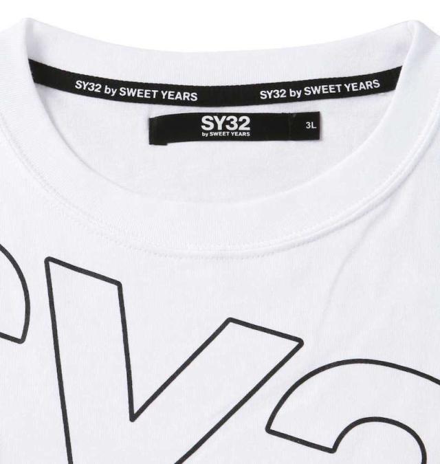 大きいサイズ SY32 by SWEET YEARS スラッシュビッグロゴ半袖Tシャツ ホワイト 3L 4L 5L 6L/1278-3500-1-100