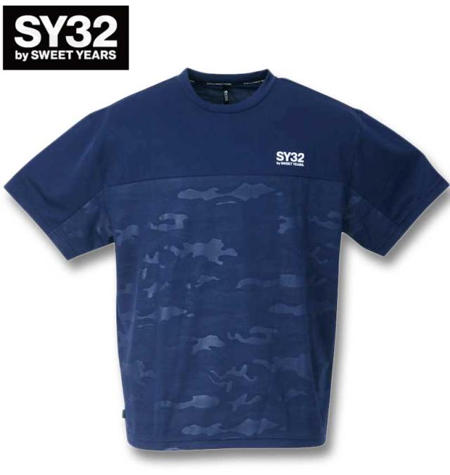 大きいサイズ SY32 by SWEET YEARS エクスチェンジエンボスカモ半袖Tシャツ ネイビー 3L 4L 5L 6L/1278-3501-3-100の通販は