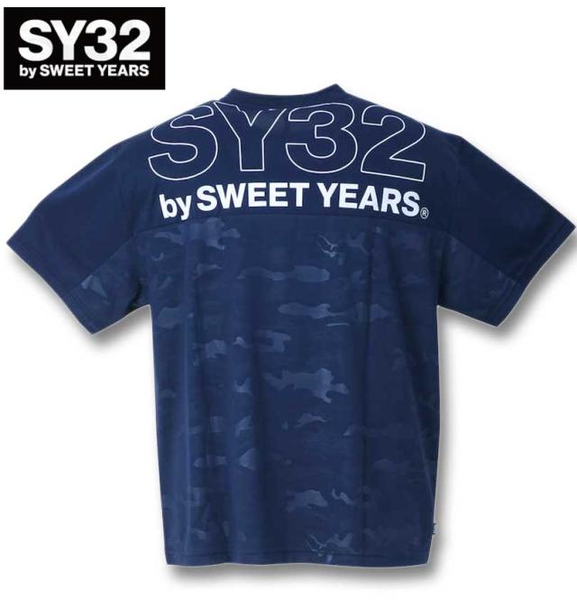 大きいサイズ SY32 by SWEET YEARS エクスチェンジエンボスカモ半袖Tシャツ ネイビー 3L 4L 5L 6L/1278-3501-3-100の通販は