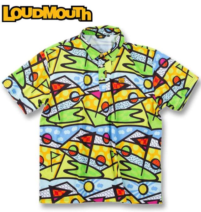 大きいサイズ LOUDMOUTH プレミアム 鹿の子 総柄 半袖シャツ ゴルフトリップネオン 3L 4L 5L/1278-5226-2-200