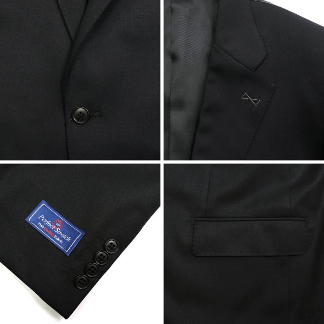 大きいサイズ メンズ シングル 2ツ釦 スーツ ブラック無地 2L 3L 4L 5L 6L 7L 8L/BS-163186-1