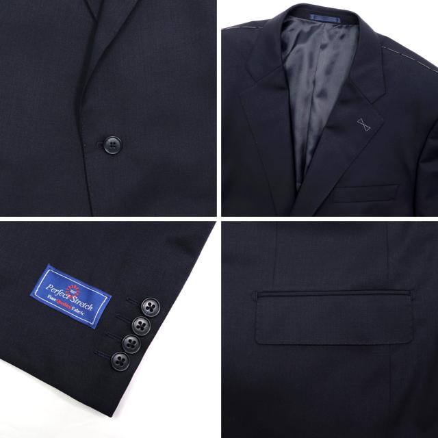 大きいサイズ メンズ シングル 2ツ釦 スーツ ネイビー無地 2L 3L 4L 5L 6L 7L 8L/BS-163186-2
