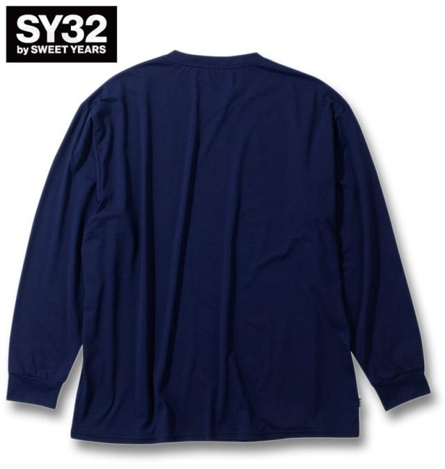 大きいサイズ SY32 by SWEET YEARS ミックスボックスロゴ 長袖 Tシャツ ネイビー 3L 4L 5L 6L/1278-4390-1-105