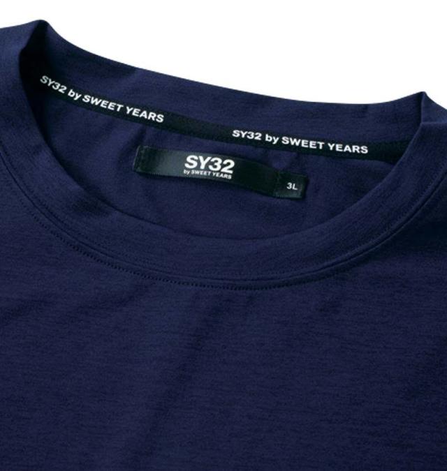 大きいサイズ SY32 by SWEET YEARS ミックスボックスロゴ 長袖 Tシャツ ネイビー 3L 4L 5L 6L/1278-4390-1-105