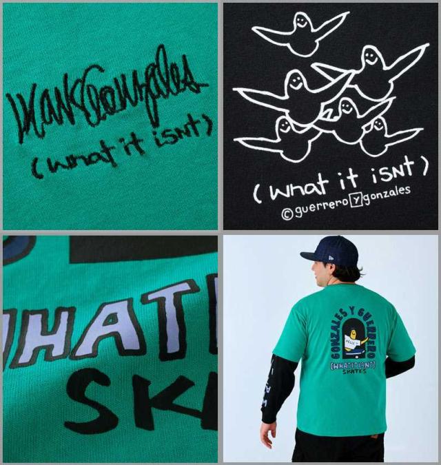 大きいサイズ (What it isNt) 半袖T×長袖T レイヤードTシャツ アンサンブル エメラルド×ブラック 3L 4L 5L 6L 8L/1278-4695-3-105