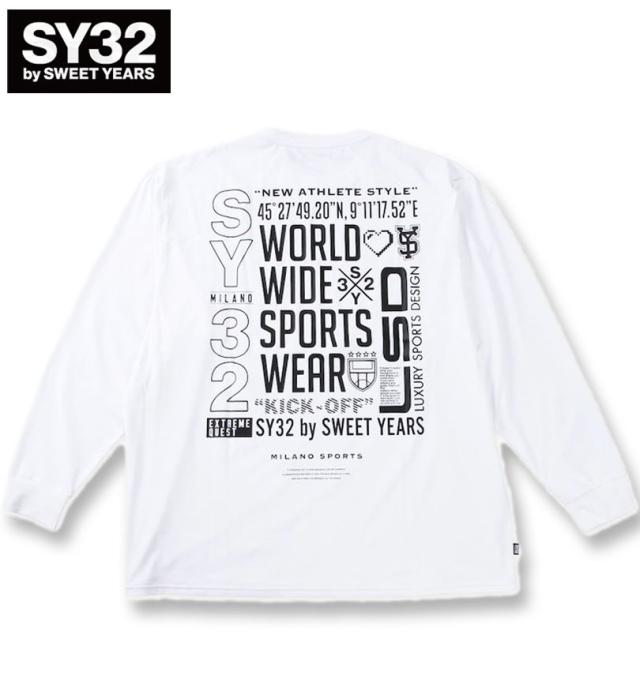 大きいサイズ SY32 by SWEET YEARS マルチロゴ バックプリント 長袖 T