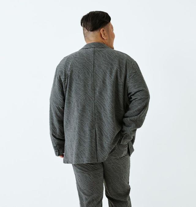 大きいサイズ in the attic バイアス 膨れジャガード 2B ジャケット チャコール 3L 4L 5L 6L/1258-5364-1-108