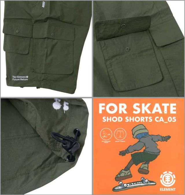大きいサイズ ELEMENT SHODカーゴハーフパンツ フォレストナイト 3L 4L 5L 6L/1274-3270-3-108