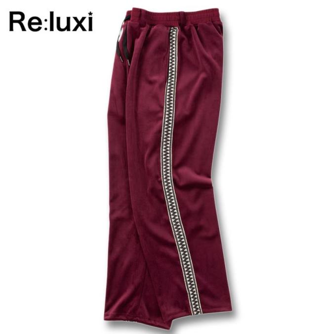 大きいサイズ Re:luxi ベロア トラックパンツ ワイン 3L 4L 5L 6L/1274-4615-1-108