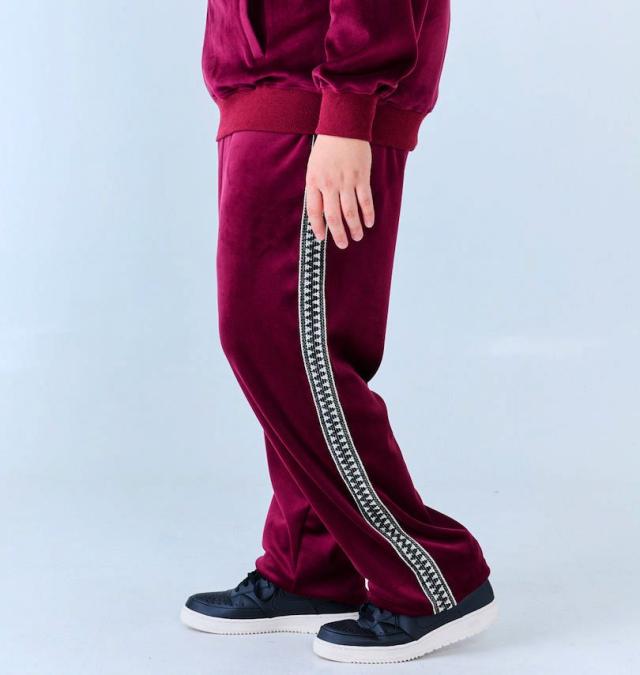 大きいサイズ Re:luxi ベロア トラックパンツ ワイン 3L 4L 5L 6L/1274-4615-1-108