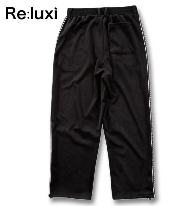 大きいサイズ Re:luxi ベロア トラックパンツ ブラック 3L 4L 5L 6L/1274-4615-2-108