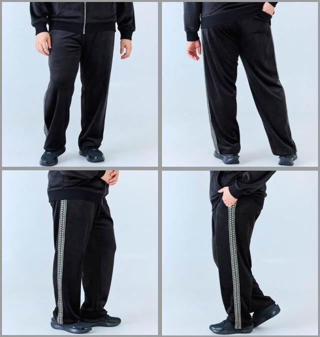 大きいサイズ Re:luxi ベロア トラックパンツ ブラック 3L 4L 5L 6L/1274-4615-2-108