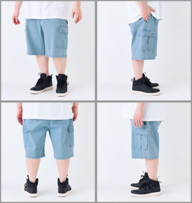大きいサイズ DCSHOES 25 WIDE CARGO デニム ハーフパンツ ライトインディゴデニム 3L 4L 5L 6L/1274-5235-1-108