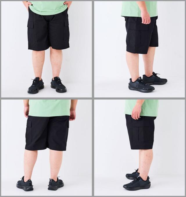 大きいサイズ DCSHOES 25 WIDE CARGO ハーフパンツ ブラックリップストップ 3L 4L 5L 6L/1274-5236-2-108