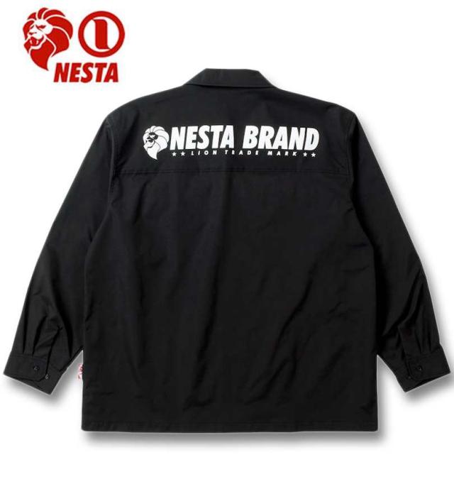 大きいサイズ NESTA BRAND オープンカラー 長袖 シャツ ブラック 3L 4L 5L 6L 8L/1277-4315-2-108