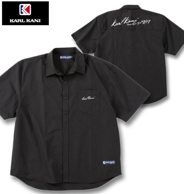 大きいサイズ KARL KANI 半袖シャツ ブラック 3L 4L 5L 6L 8L/1277-5240-2-108