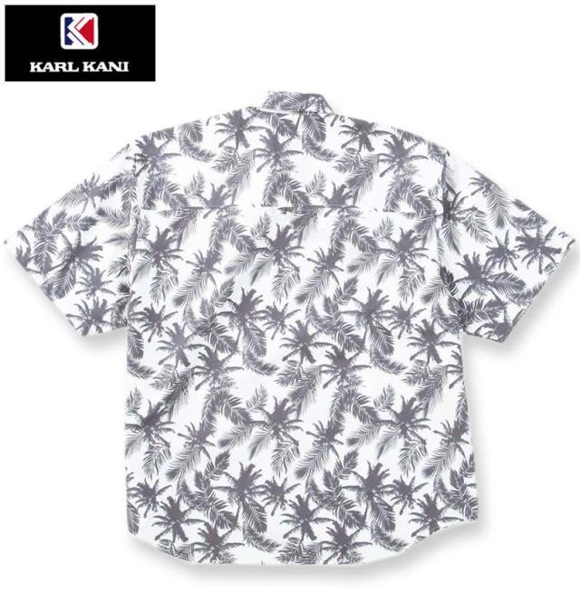 大きいサイズ KARL KANI ボタニカル柄 半袖シャツ ホワイト 3L 4L 5L 6L 8L/1277-5241-1-108