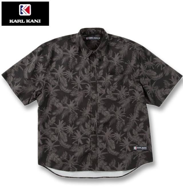 大きいサイズ KARL KANI ボタニカル柄 半袖シャツ ブラック 3L 4L 5L 6L 8L/1277-5241-2-108