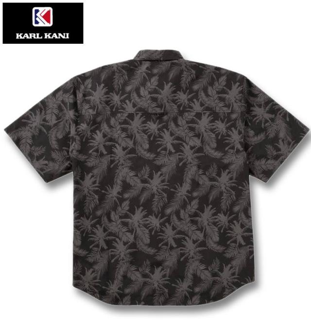 大きいサイズ KARL KANI ボタニカル柄 半袖シャツ ブラック 3L 4L 5L 6L 8L/1277-5241-2-108