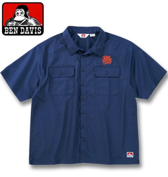 大きいサイズ BEN DAVIS エンブロイダリー ワーク 半袖シャツ ネイビー 3L 4L 5L 6L/1277-5270-1-108